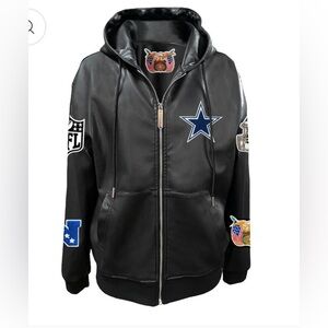 NFL LIMITED EDT Jeff Hamilton Dallas Cowboys Vegan Leather Hoodie with Gift Box